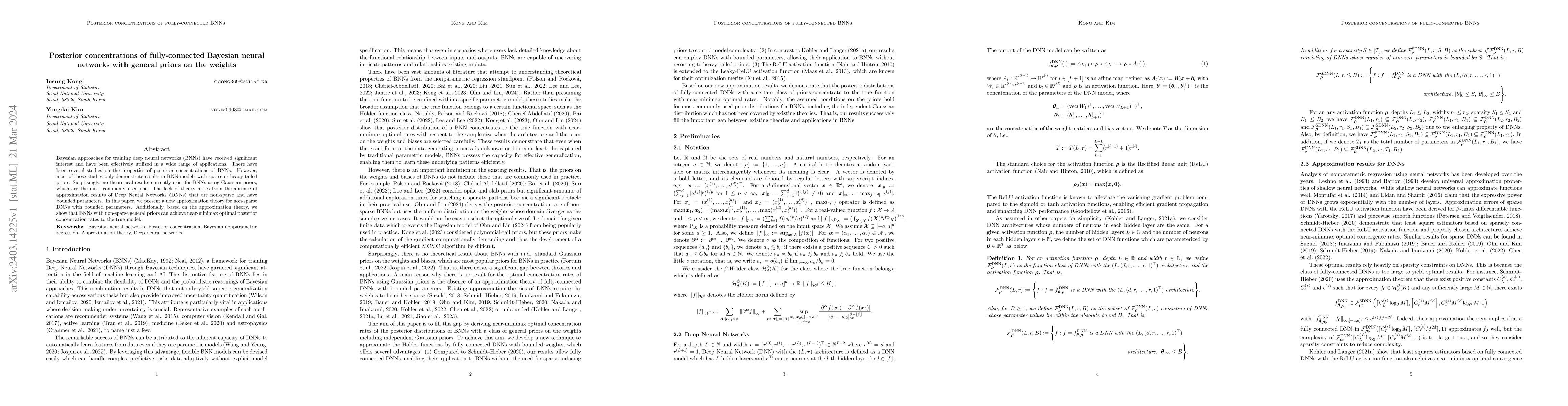 Thumbnail for Posterior concentrations of fully-connected Bayesian neural networks
  with general priors on the weights