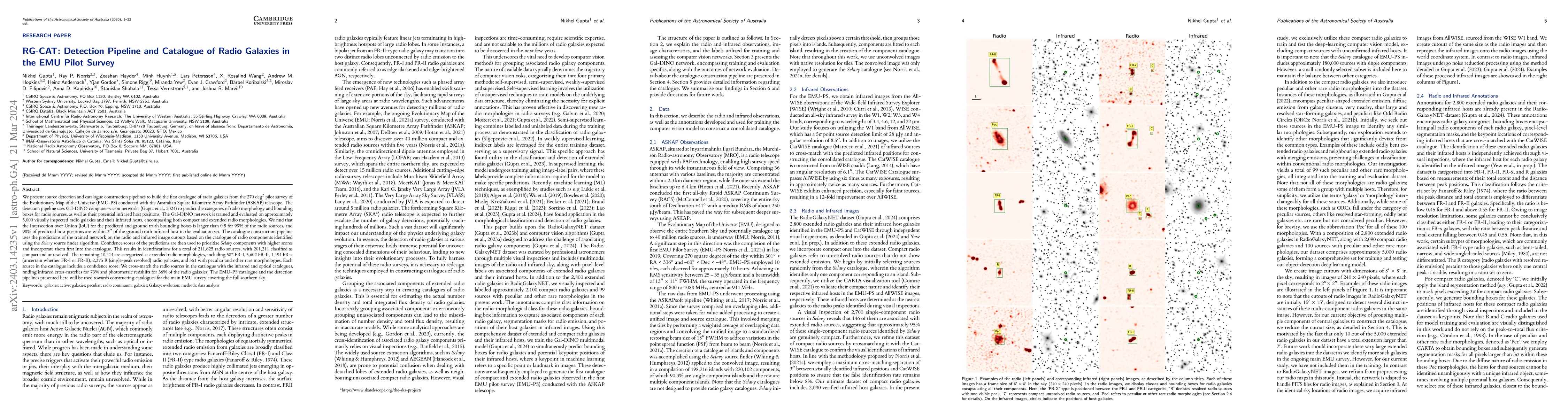 Thumbnail for RG-CAT: Detection Pipeline and Catalogue of Radio Galaxies in the EMU
  Pilot Survey