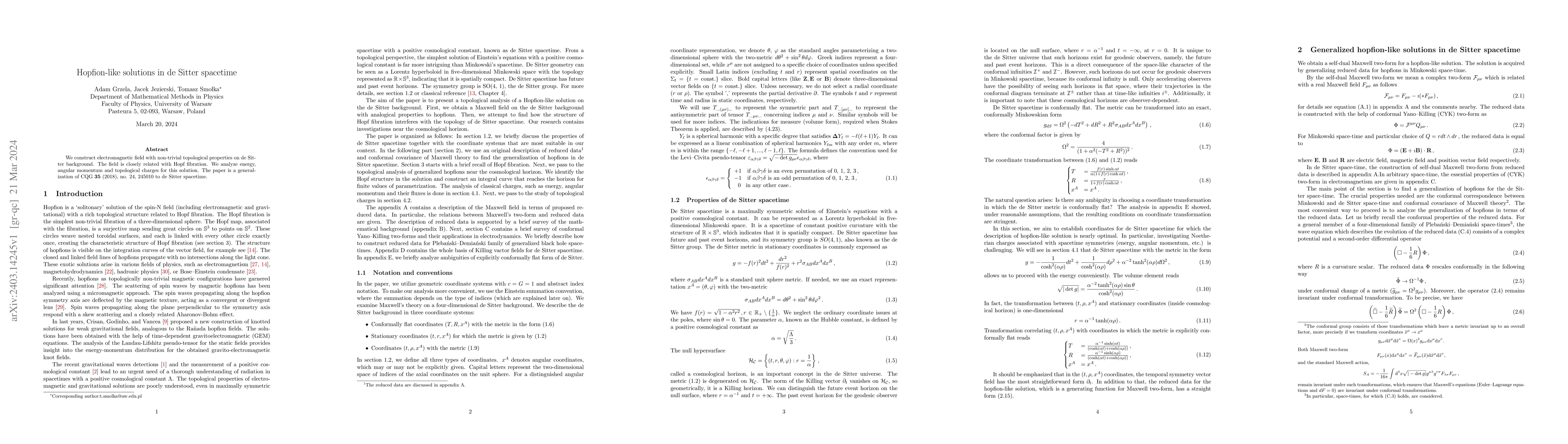Thumbnail for Hopfion-like solutions in de Sitter spacetime