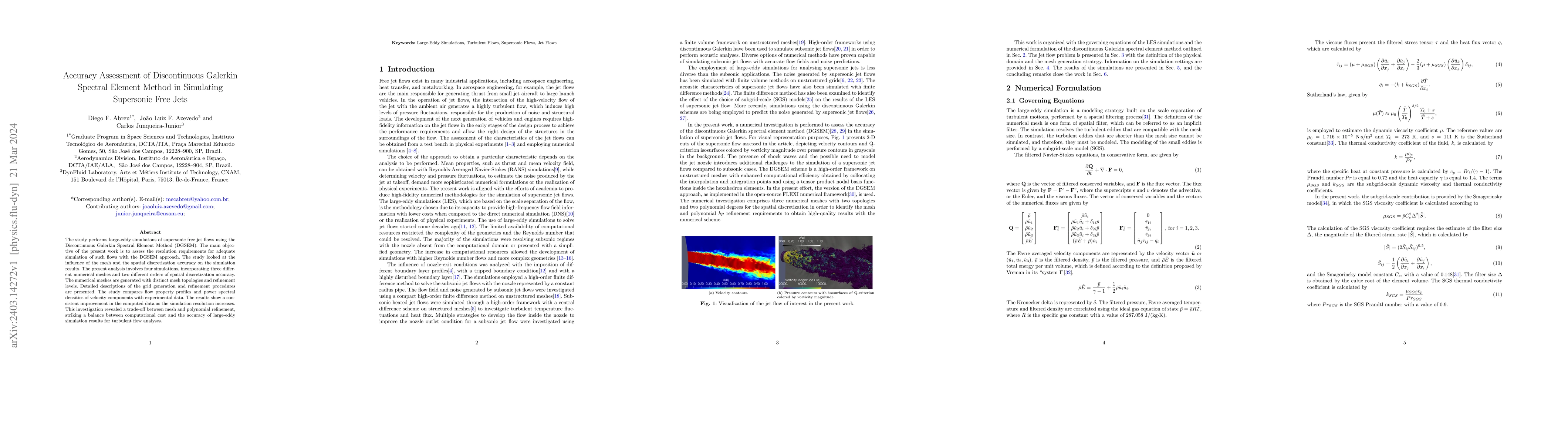Thumbnail for Accuracy Assessment of Discontinuous Galerkin Spectral Element Method in
  Simulating Supersonic Free Jets