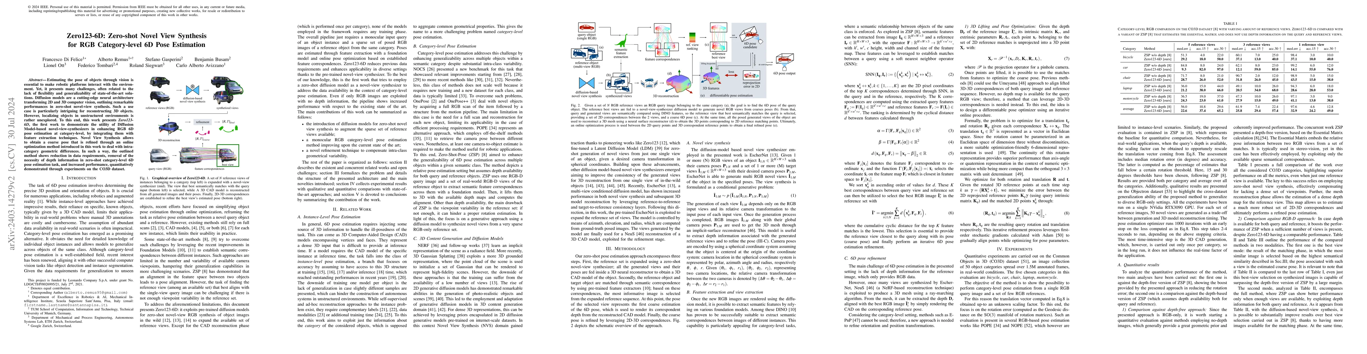 Thumbnail for Zero123-6D: Zero-shot Novel View Synthesis for RGB Category-level 6D
  Pose Estimation