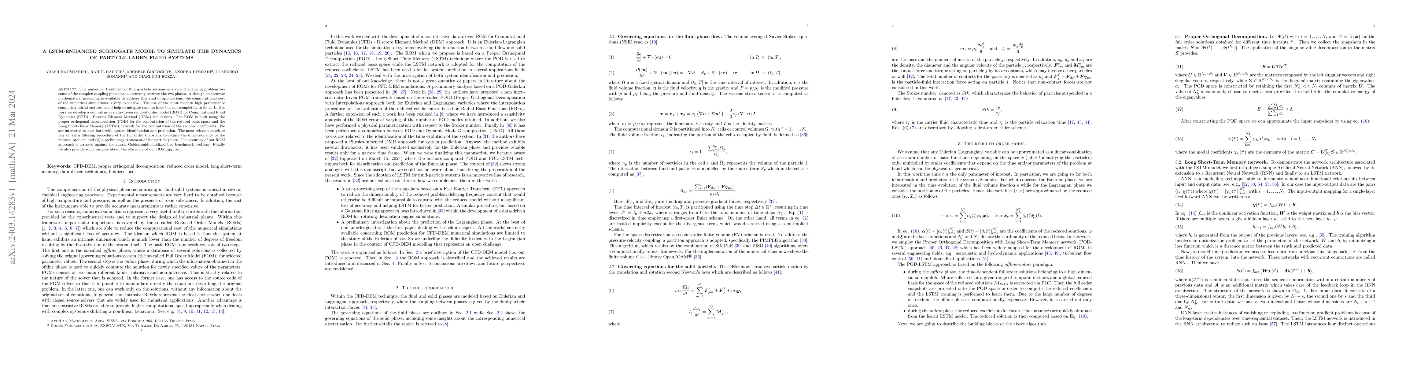 Thumbnail for A LSTM-enhanced surrogate model to simulate the dynamics of
  particle-laden fluid systems