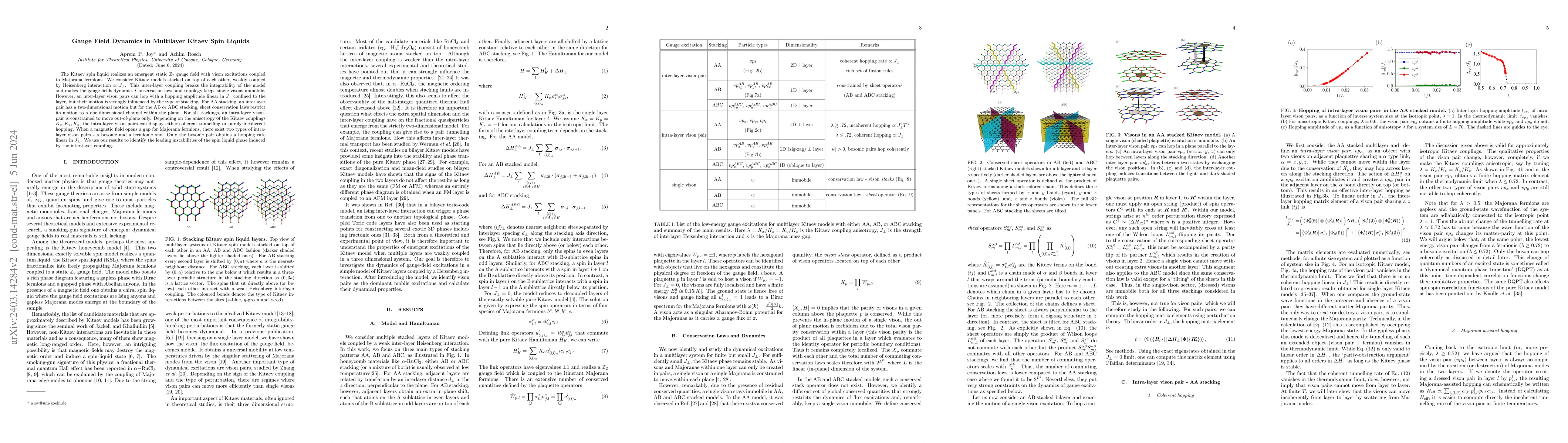 Thumbnail for Gauge Field Dynamics in Multilayer Kitaev Spin Liquids