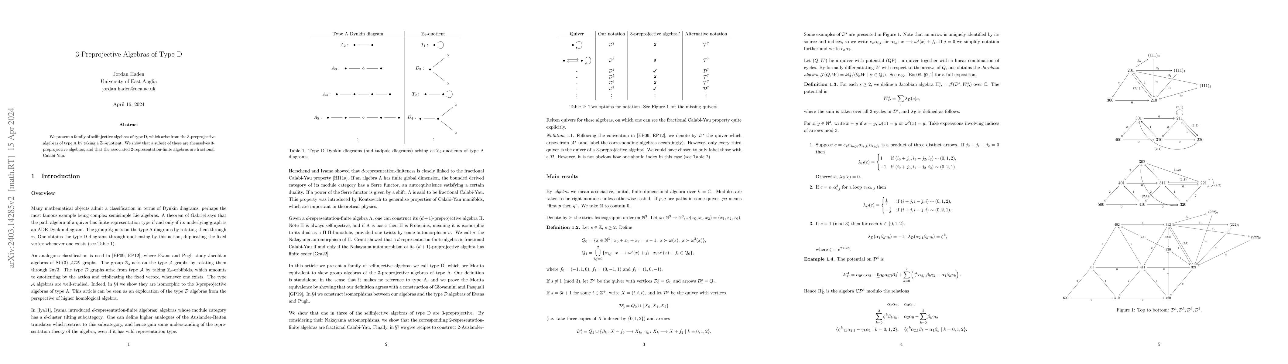 Thumbnail for 3-Preprojective Algebras of Type D