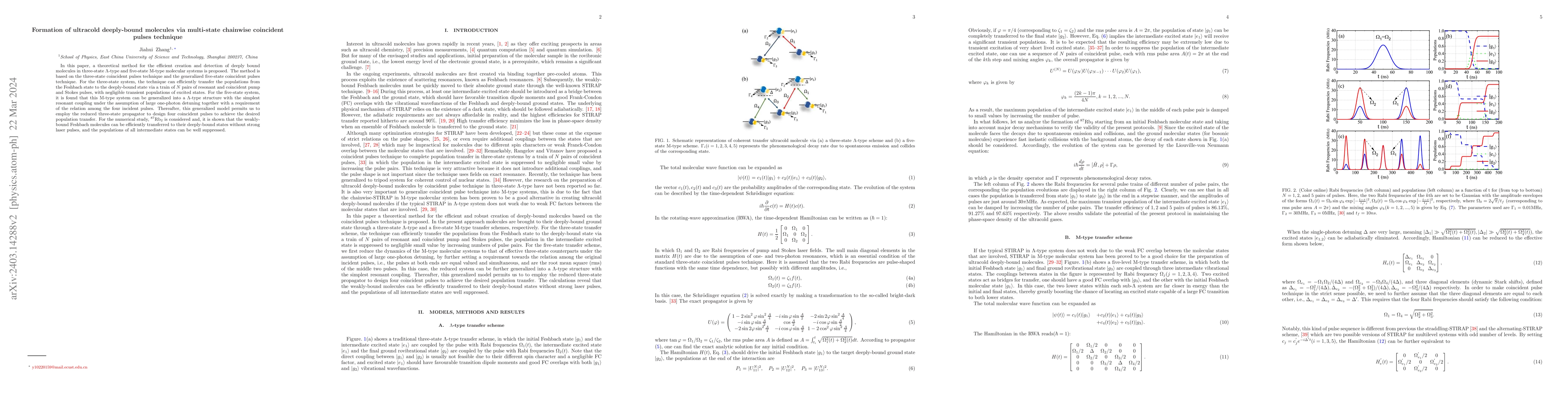 Thumbnail for Formation of ultracold deeply-bound molecules via multi-state chainwise
  coincident pulses technique
