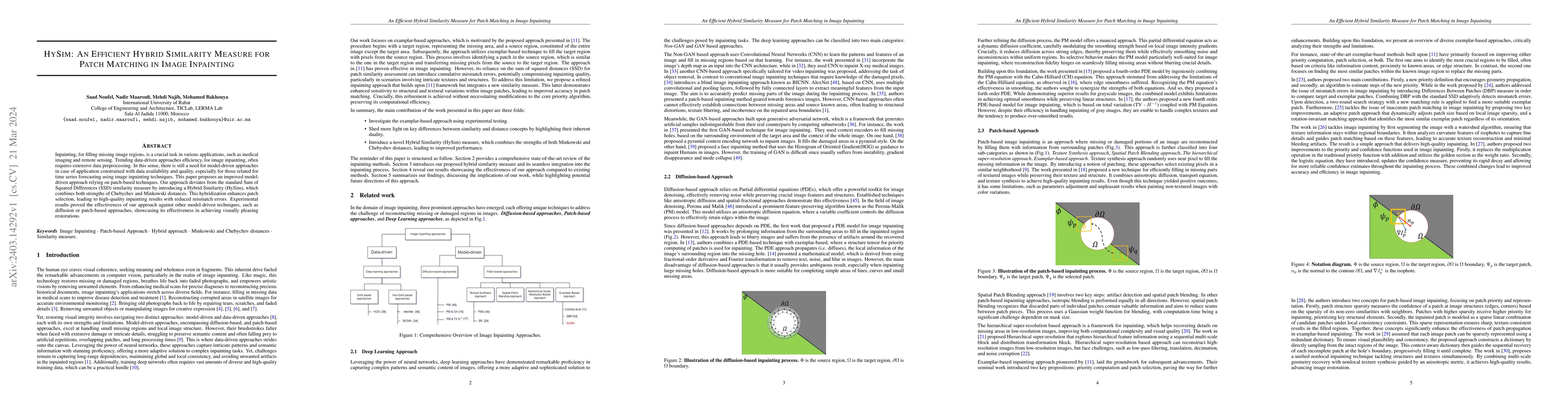 Thumbnail for HySim: An Efficient Hybrid Similarity Measure for Patch Matching in
  Image Inpainting