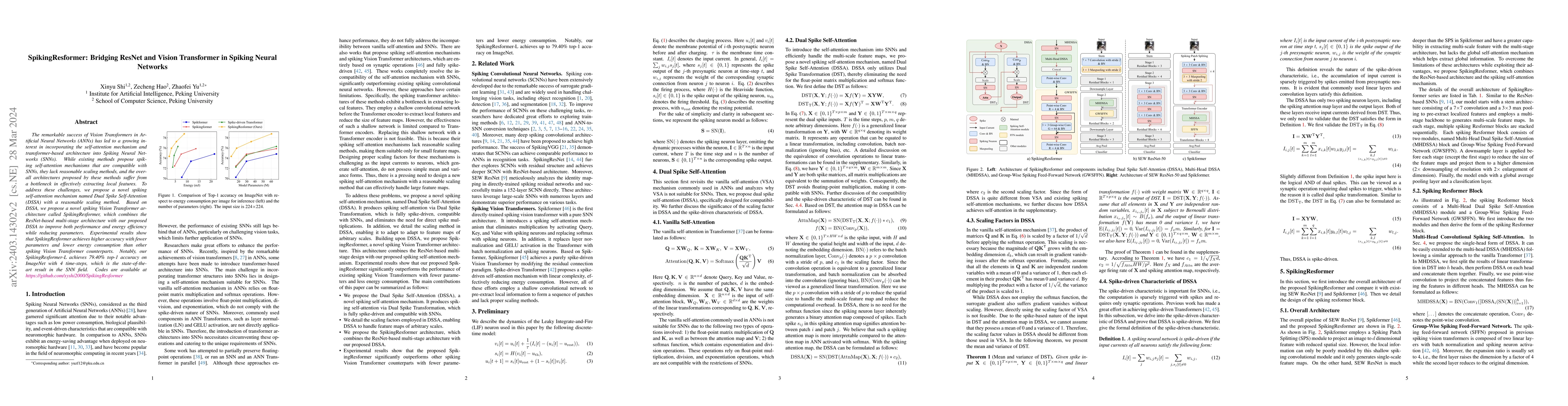Thumbnail for SpikingResformer: Bridging ResNet and Vision Transformer in Spiking
  Neural Networks
