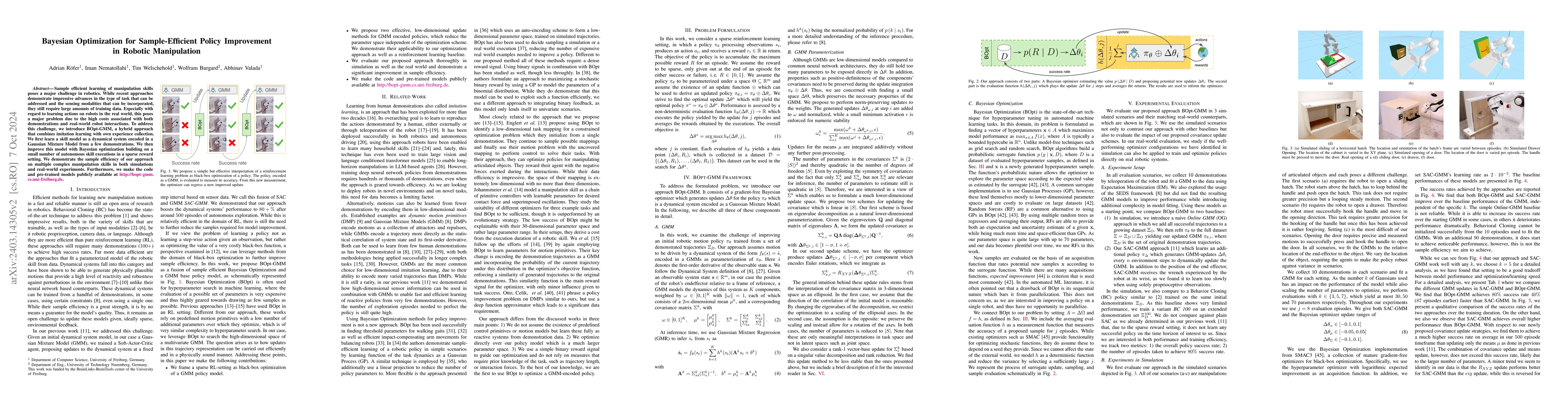 Thumbnail for Bayesian Optimization for Sample-Efficient Policy Improvement in Robotic
  Manipulation
