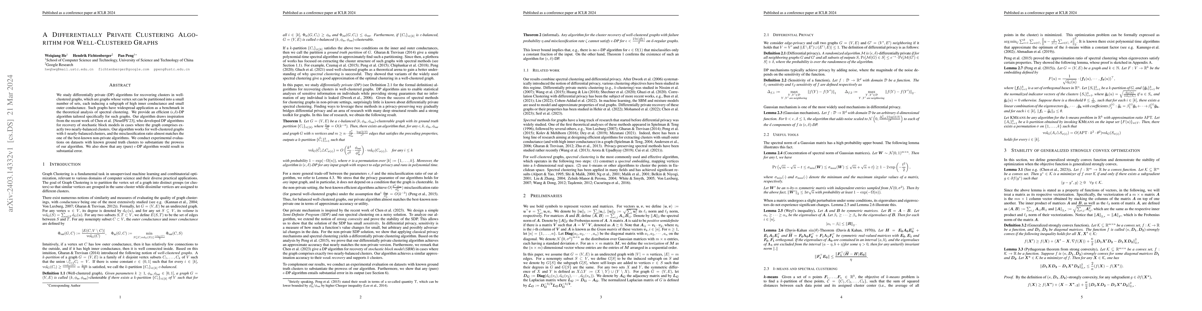 Thumbnail for A Differentially Private Clustering Algorithm for Well-Clustered Graphs