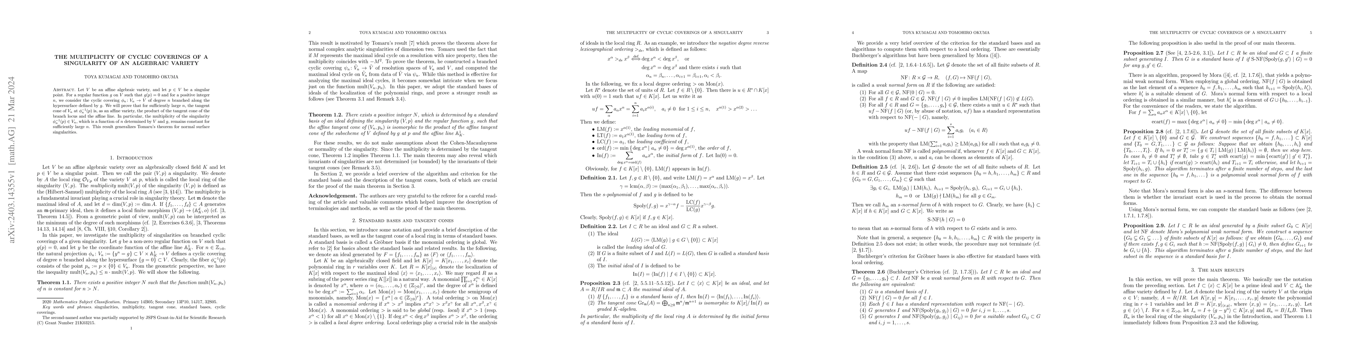 Thumbnail for The multiplicity of cyclic coverings of a singularity of an algebraic
  variety