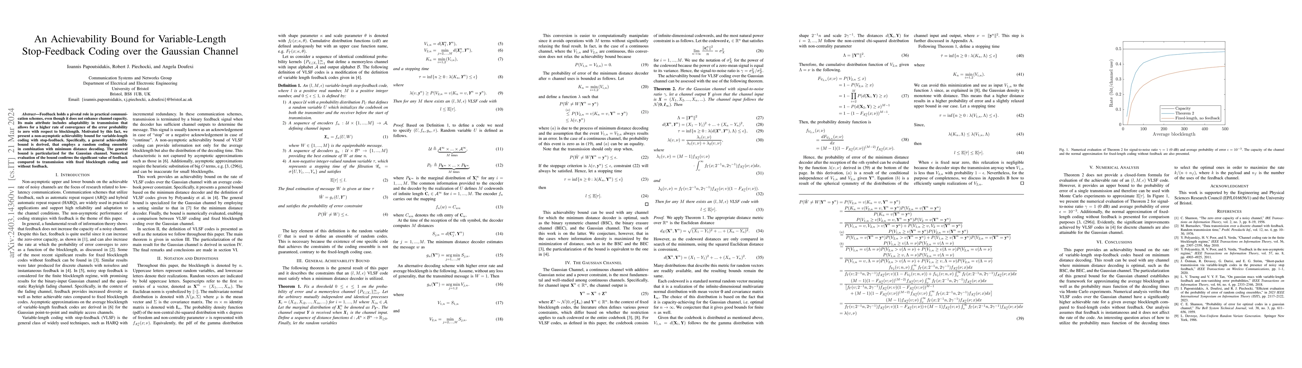Thumbnail for An Achievability Bound for Variable-Length Stop-Feedback Coding over the
  Gaussian Channel