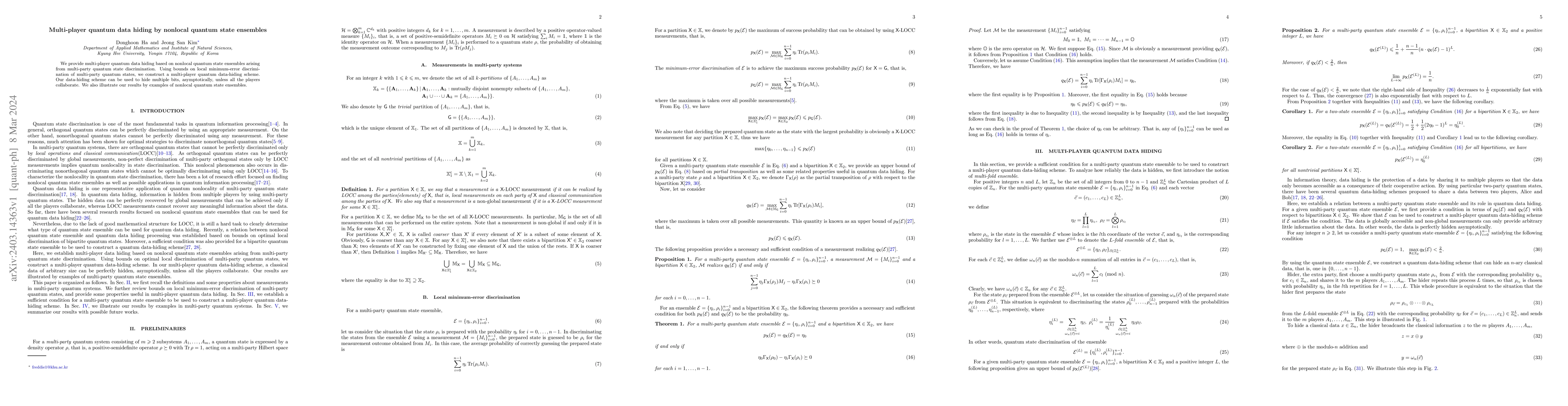 Thumbnail for Multi-player quantum data hiding by nonlocal quantum state ensembles