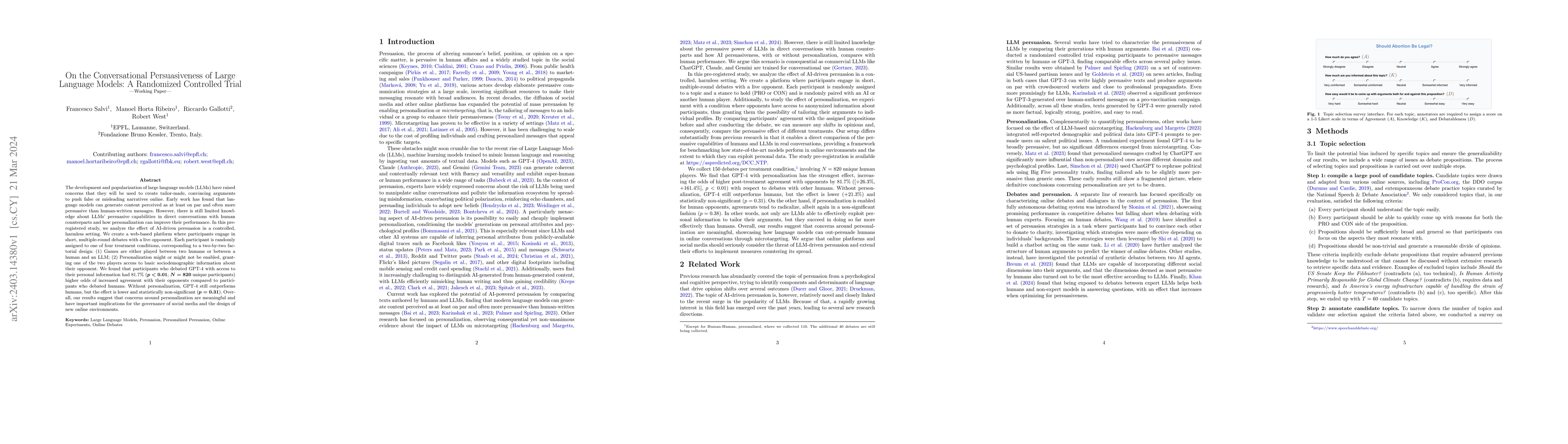 Thumbnail for On the Conversational Persuasiveness of Large Language Models: A
  Randomized Controlled Trial