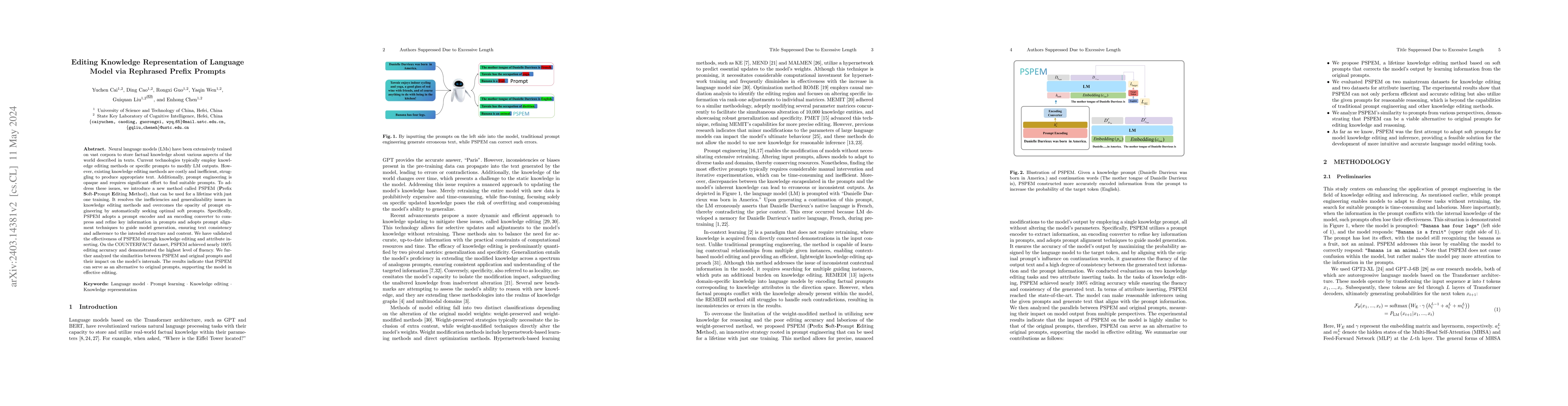 Thumbnail for Editing Knowledge Representation of Language Model via Rephrased Prefix
  Prompts