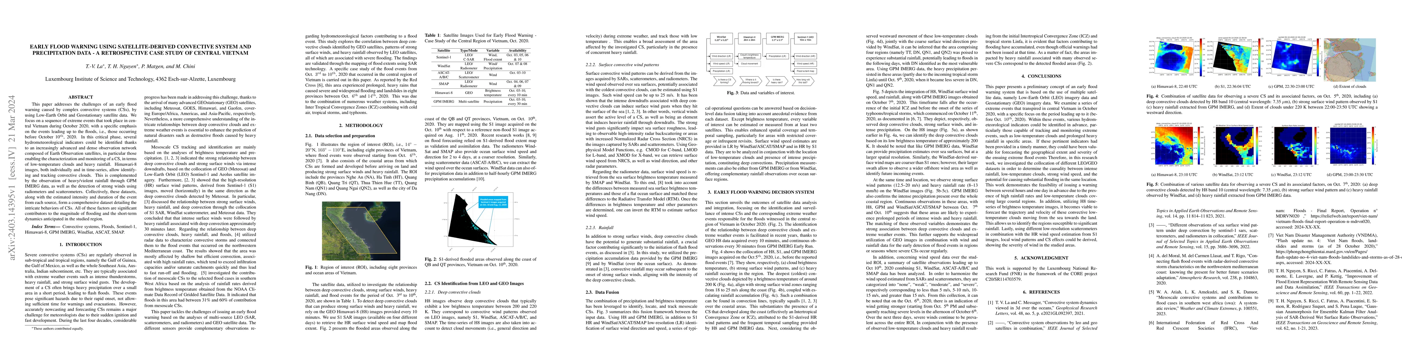 Thumbnail for Early Flood Warning Using Satellite-Derived Convective System and
  Precipitation Data -- A Retrospective Case Study of Central Vietnam
