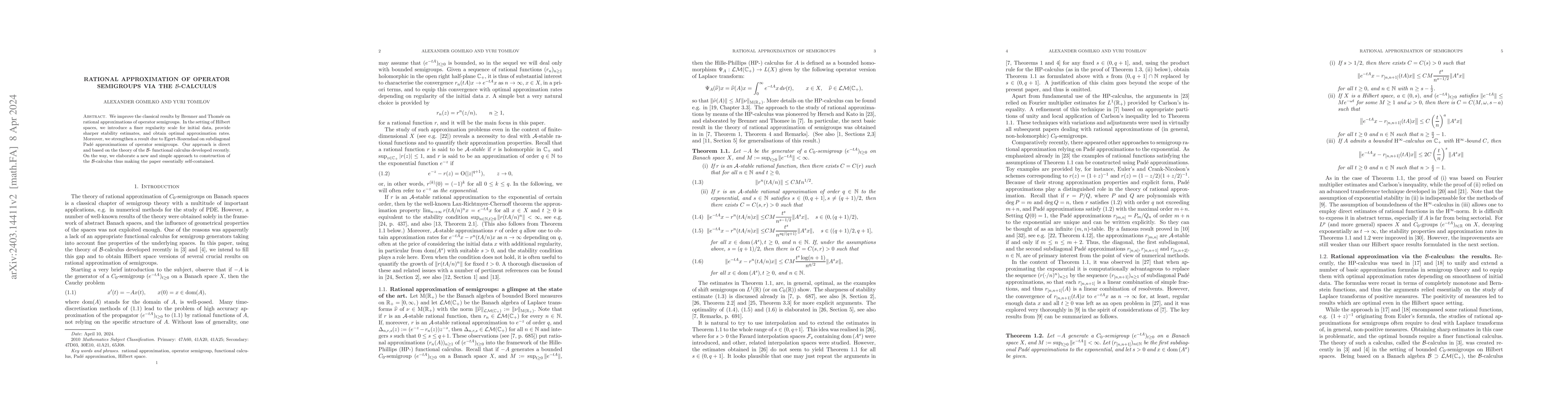 Thumbnail for Rational approximation of operator semigroups via the $\mathcal
  B$-calculus