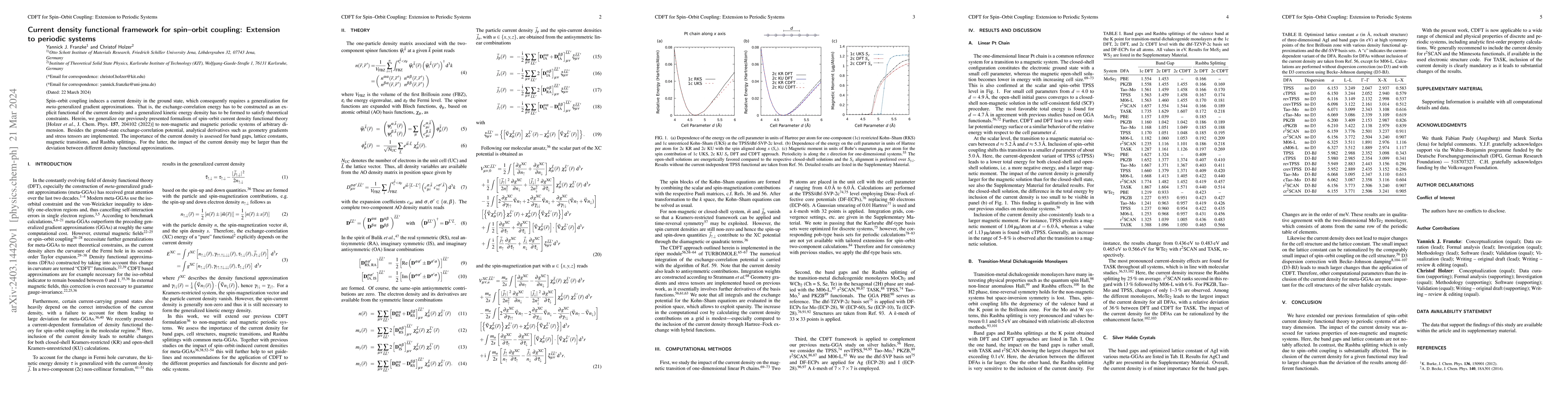 Thumbnail for Current density functional framework for spin-orbit coupling: Extension
  to periodic systems