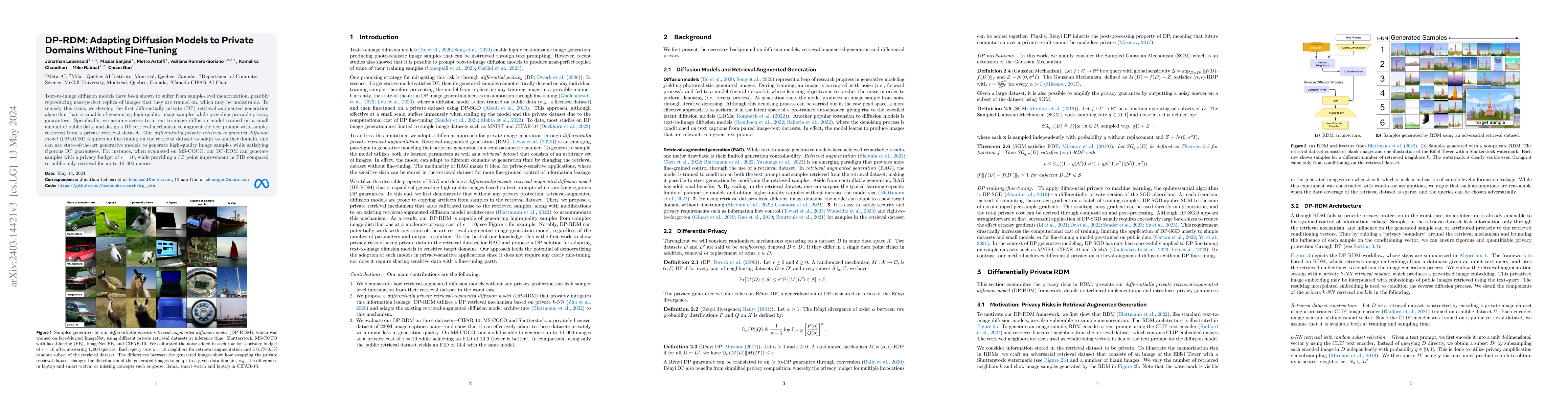 Thumbnail for DP-RDM: Adapting Diffusion Models to Private Domains Without Fine-Tuning