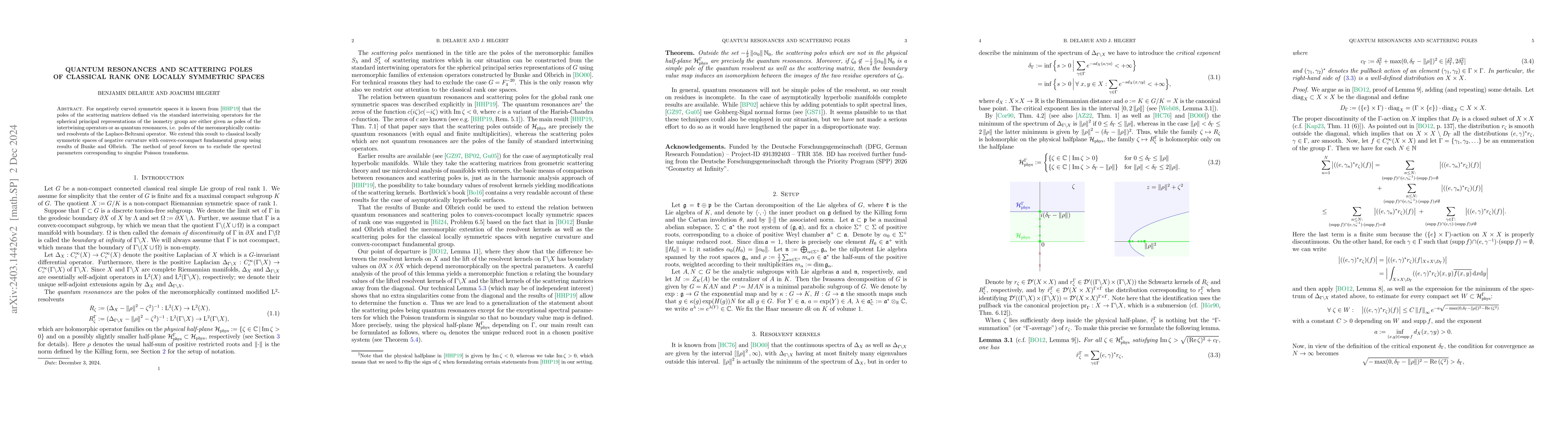 Thumbnail for Quantum resonances and scattering poles of classical rank one locally
  symmetric spaces