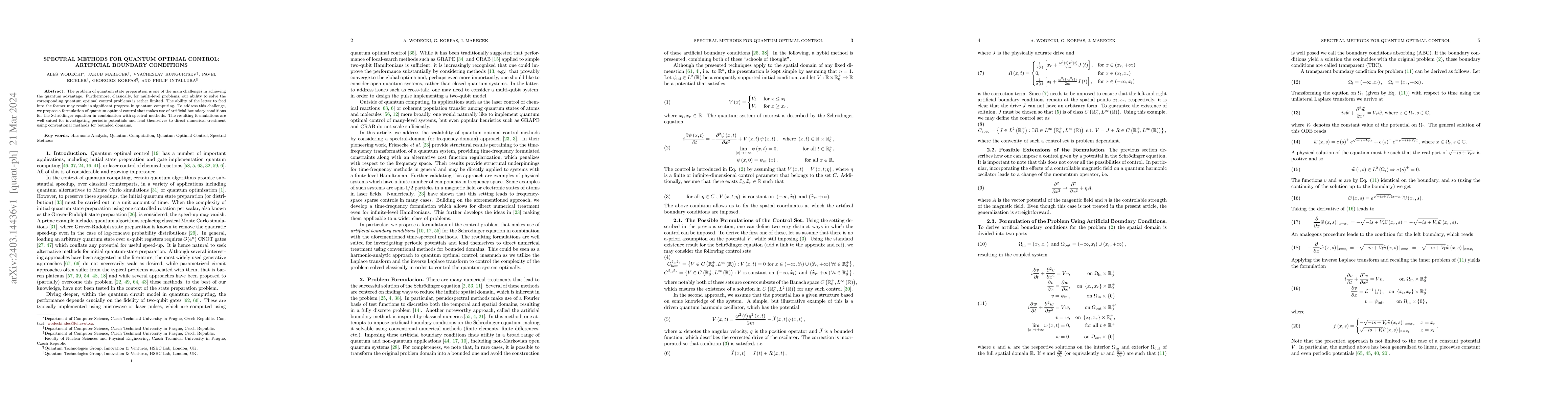 Thumbnail for Spectral Methods for Quantum Optimal Control: Artificial Boundary
  Conditions