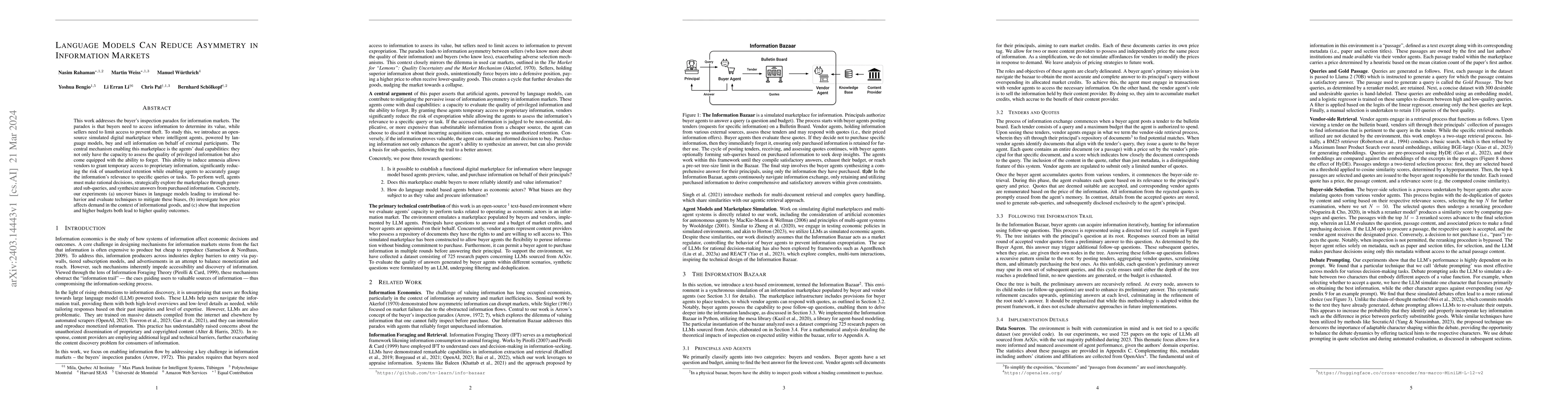 Thumbnail for Language Models Can Reduce Asymmetry in Information Markets