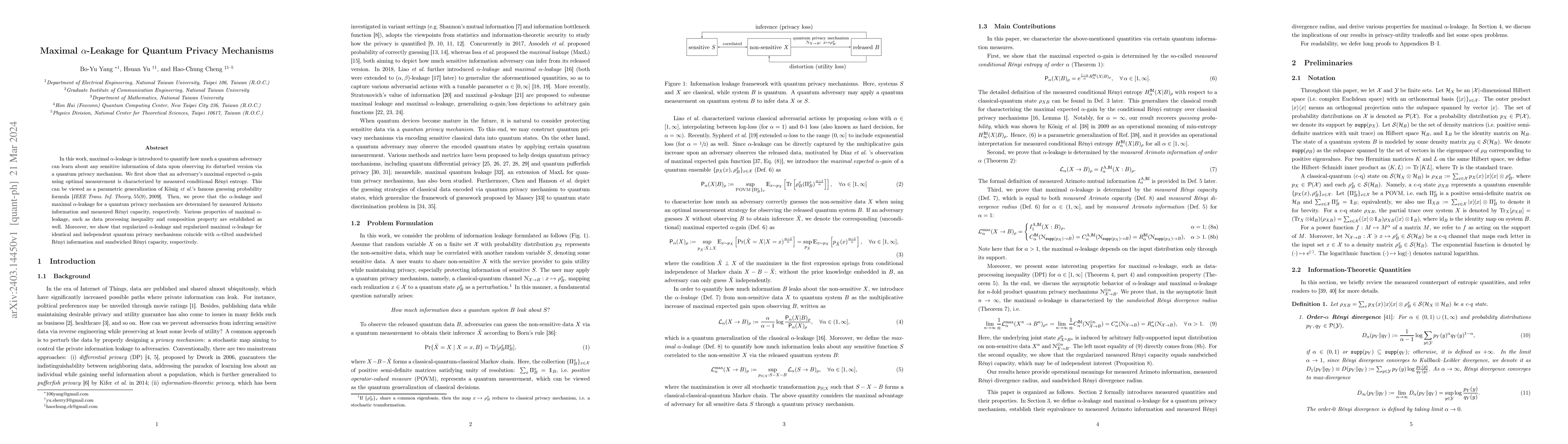 Thumbnail for Maximal $\alpha$-Leakage for Quantum Privacy Mechanisms