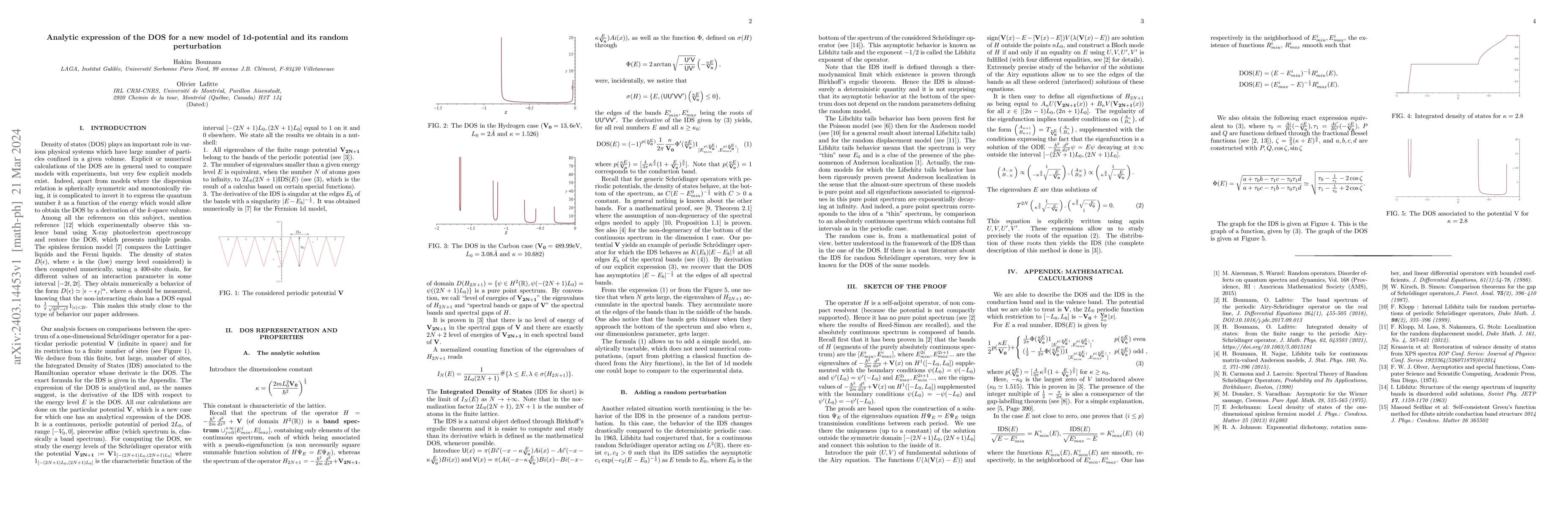 Thumbnail for Analytic expression of the DOS for a new model of 1d-potential and its
  random perturbation
