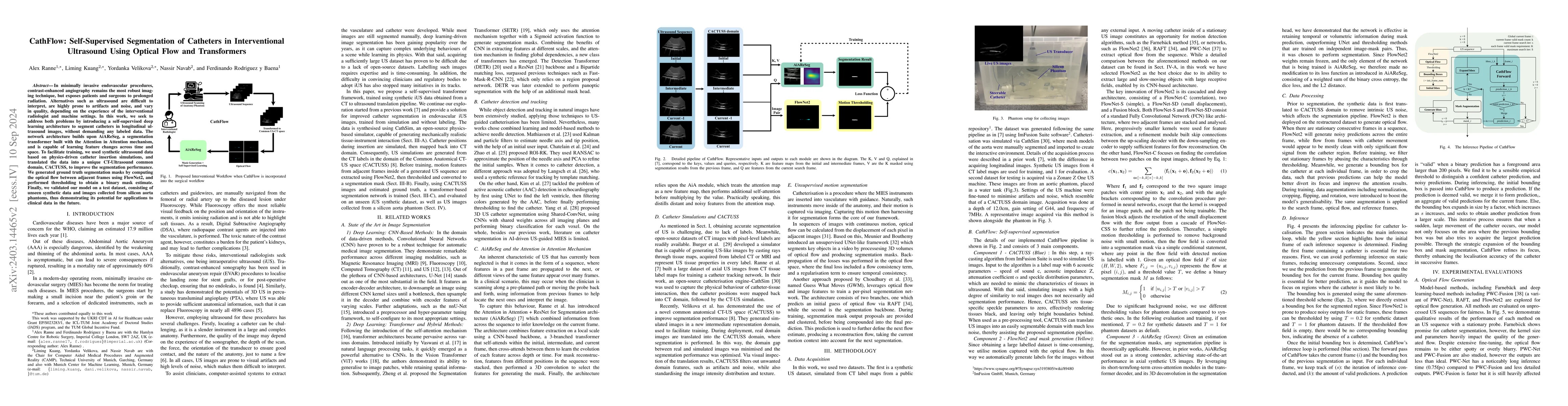 Thumbnail for CathFlow: Self-Supervised Segmentation of Catheters in Interventional
  Ultrasound Using Optical Flow and Transformers