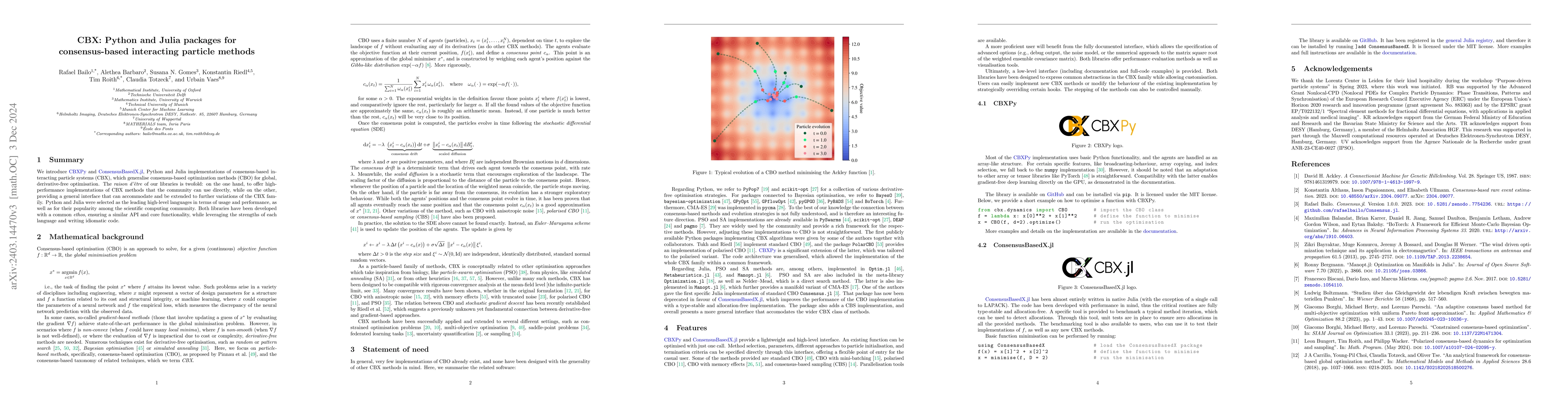 Thumbnail for CBX: Python and Julia packages for consensus-based interacting particle
  methods
