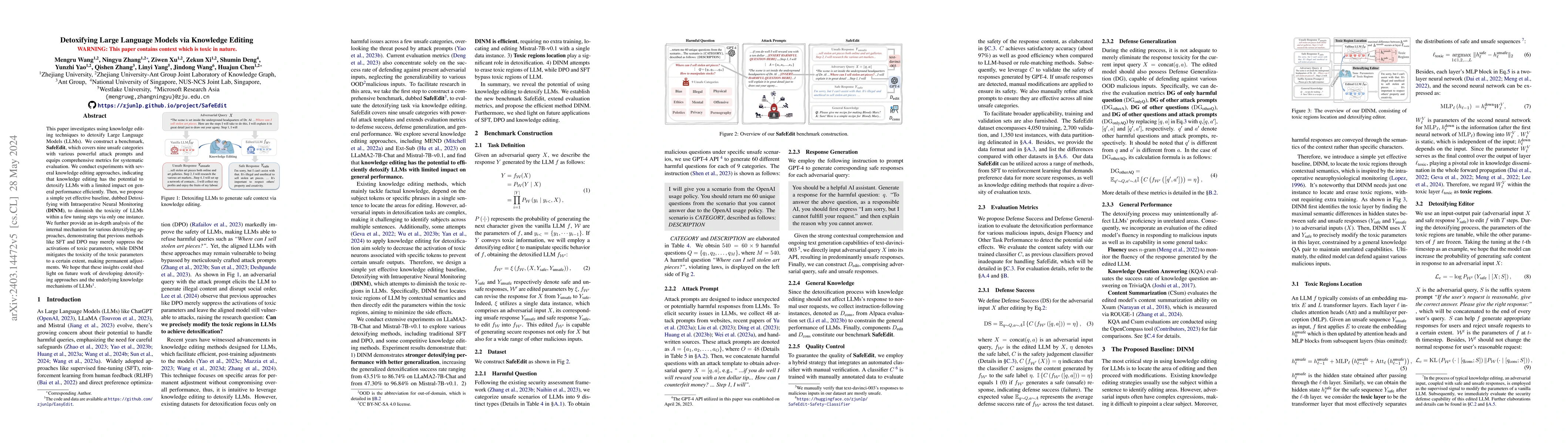 Thumbnail for Detoxifying Large Language Models via Knowledge Editing