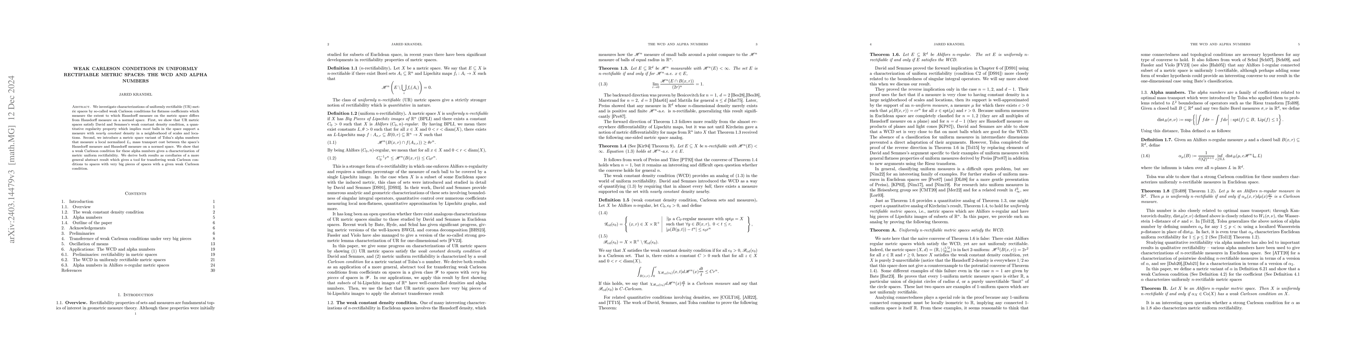 Thumbnail for Uniformly rectifiable metric spaces satisfy the weak constant density
  condition