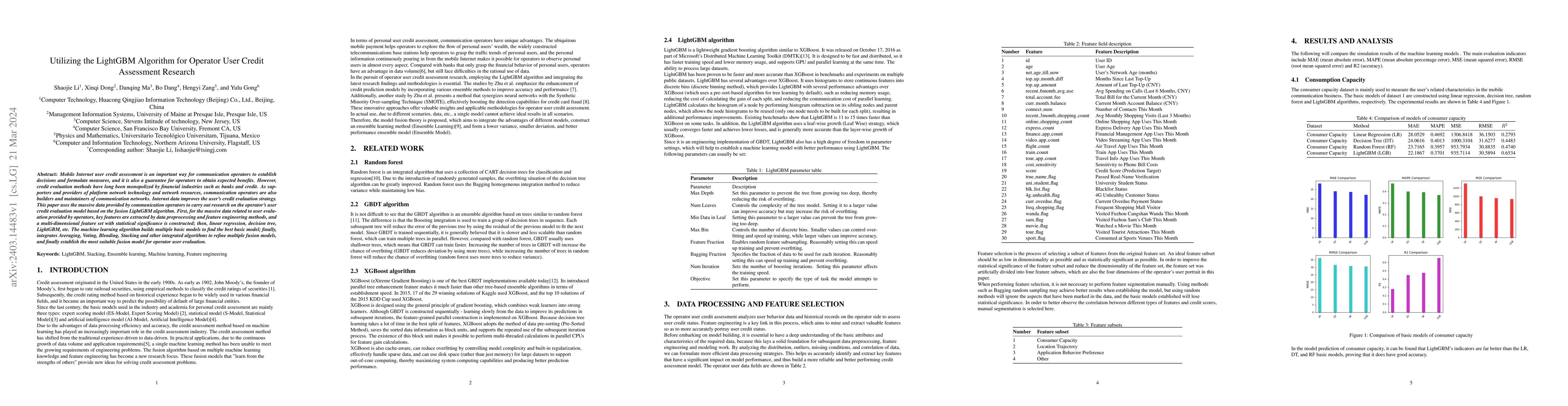 Thumbnail for Utilizing the LightGBM Algorithm for Operator User Credit Assessment
  Research