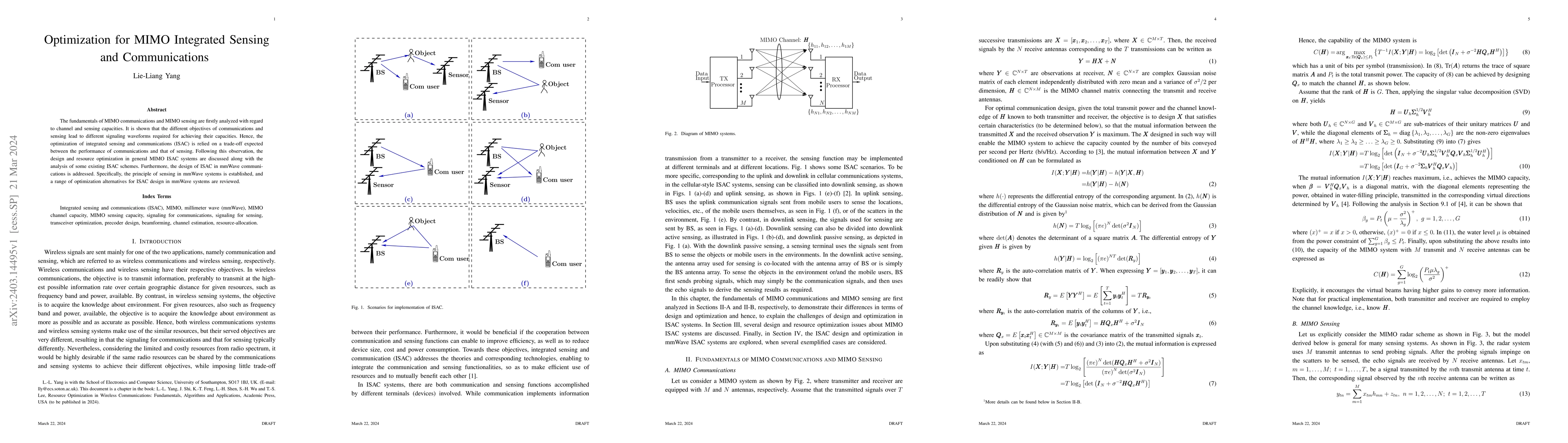 Thumbnail for Optimization for MIMO Integrated Sensing and Communications