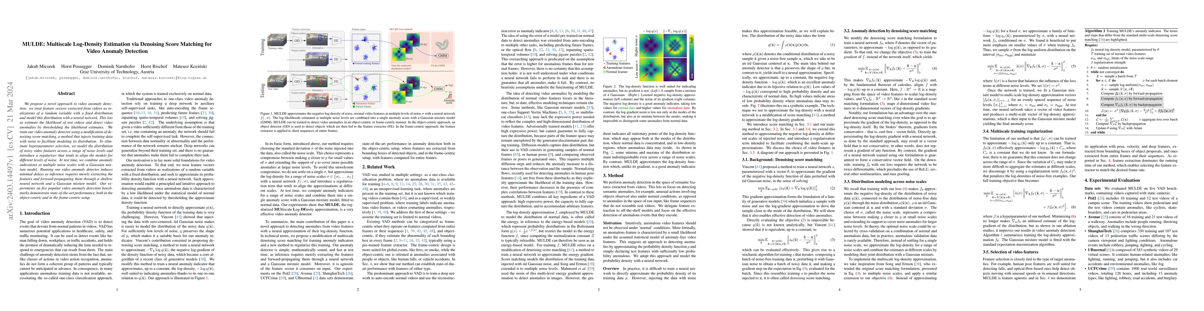 Thumbnail for MULDE: Multiscale Log-Density Estimation via Denoising Score Matching
  for Video Anomaly Detection