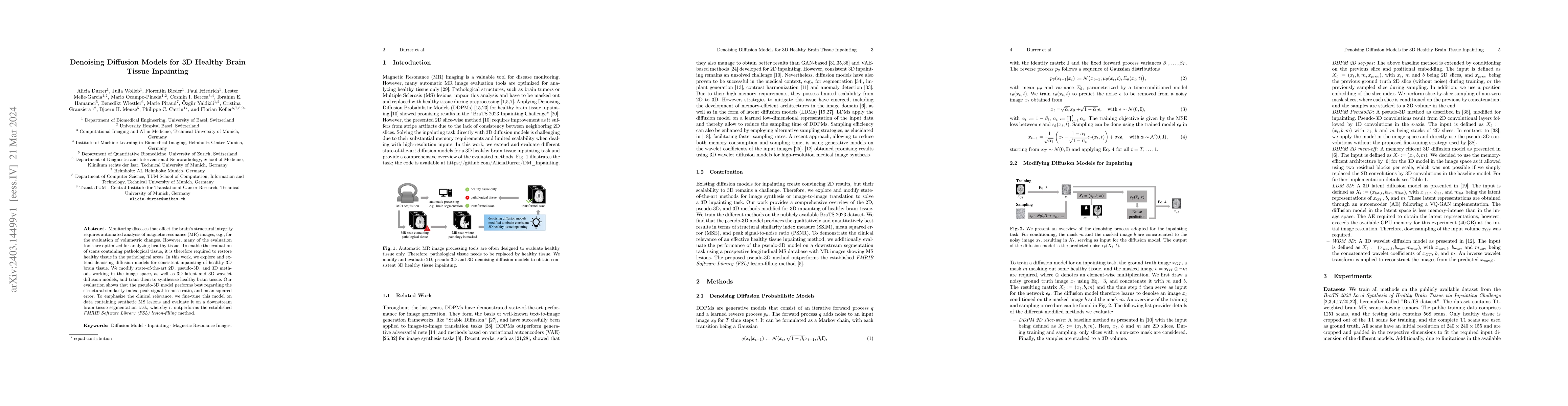 Thumbnail for Denoising Diffusion Models for 3D Healthy Brain Tissue Inpainting