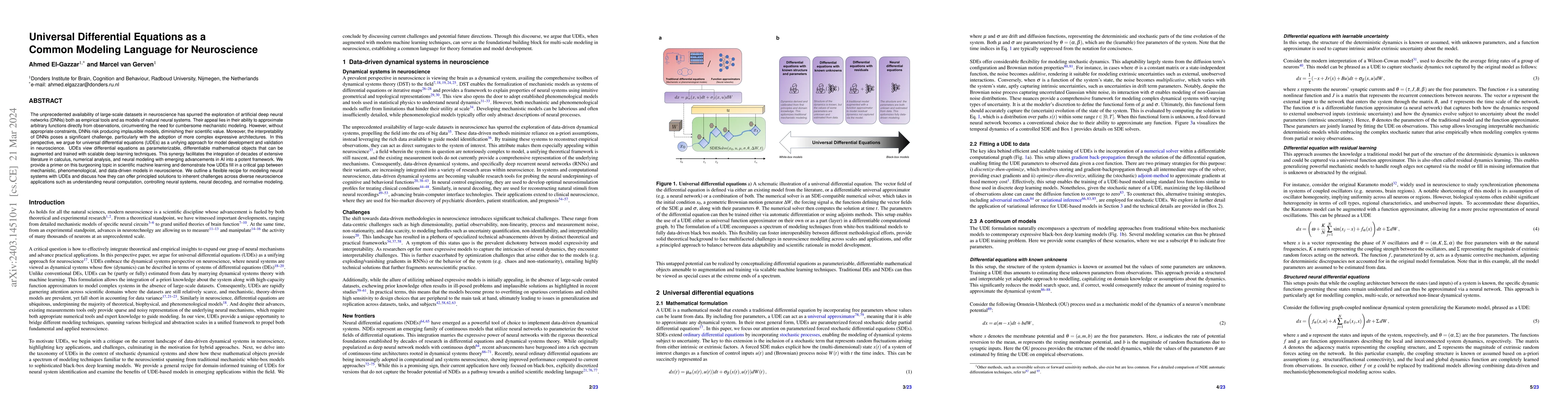 Thumbnail for Universal Differential Equations as a Common Modeling Language for
  Neuroscience
