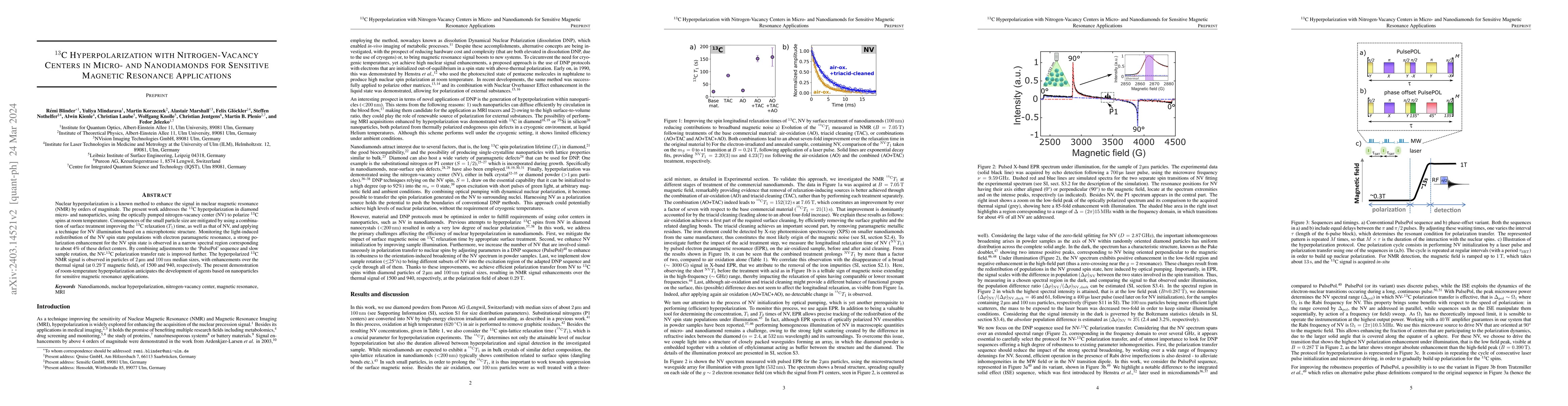Thumbnail for $^{13}$C Hyperpolarization with Nitrogen-Vacancy Centers in Micro- and
  Nanodiamonds for Sensitive Magnetic Resonance Applications