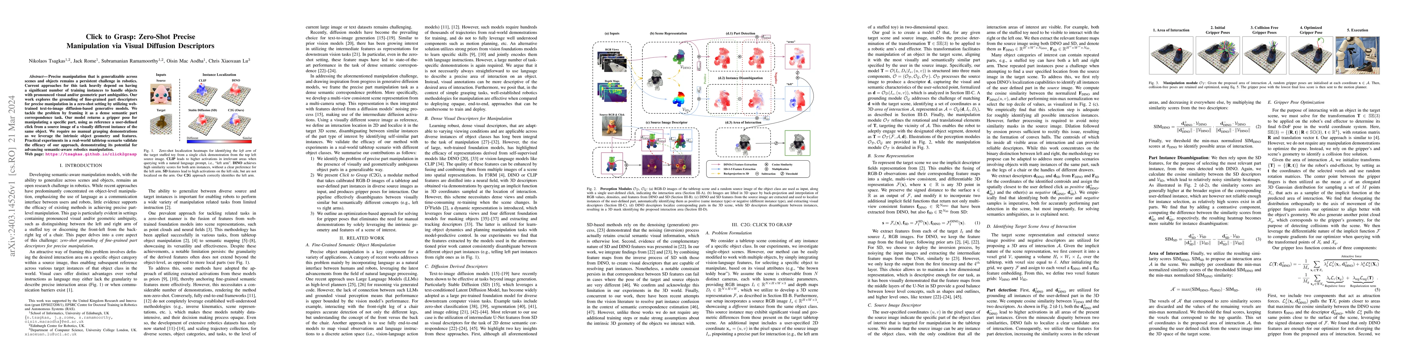Thumbnail for Click to Grasp: Zero-Shot Precise Manipulation via Visual Diffusion
  Descriptors