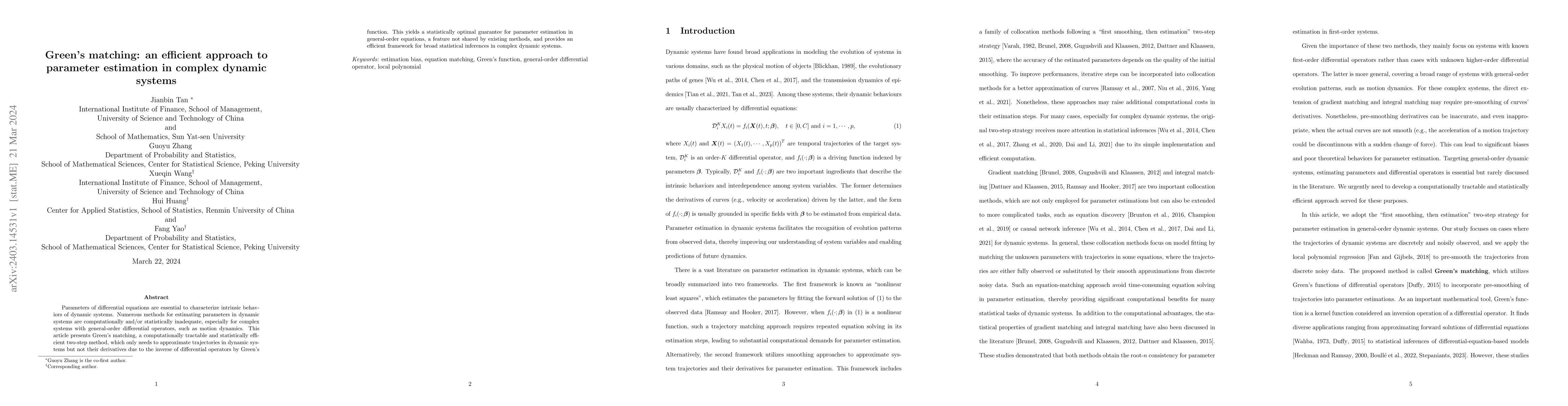 Thumbnail for Green's matching: an efficient approach to parameter estimation in
  complex dynamic systems