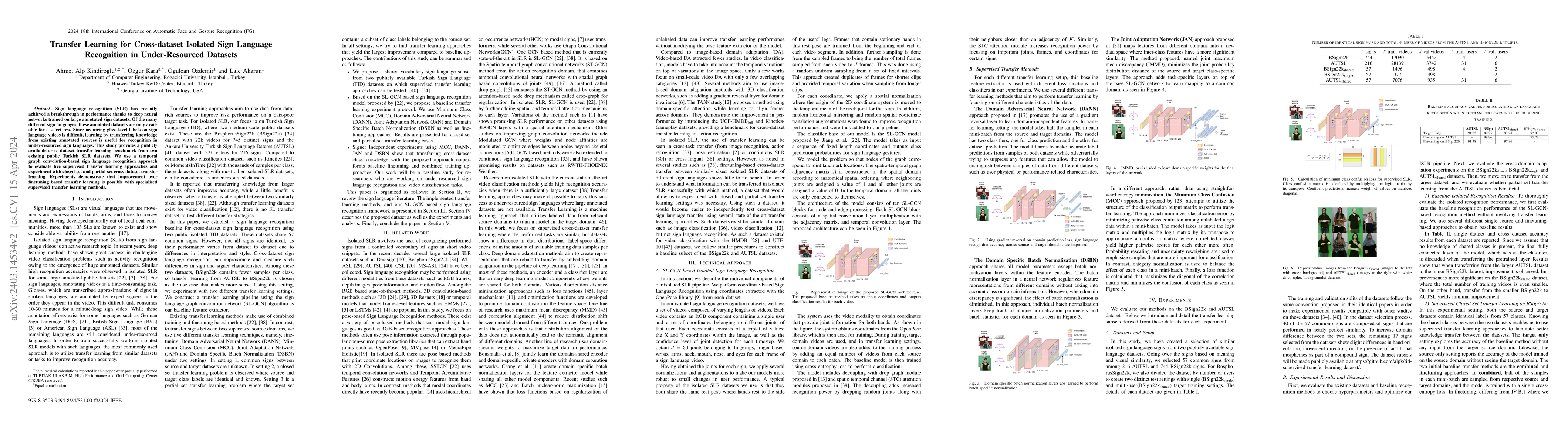 Thumbnail for Transfer Learning for Cross-dataset Isolated Sign Language Recognition
  in Under-Resourced Datasets