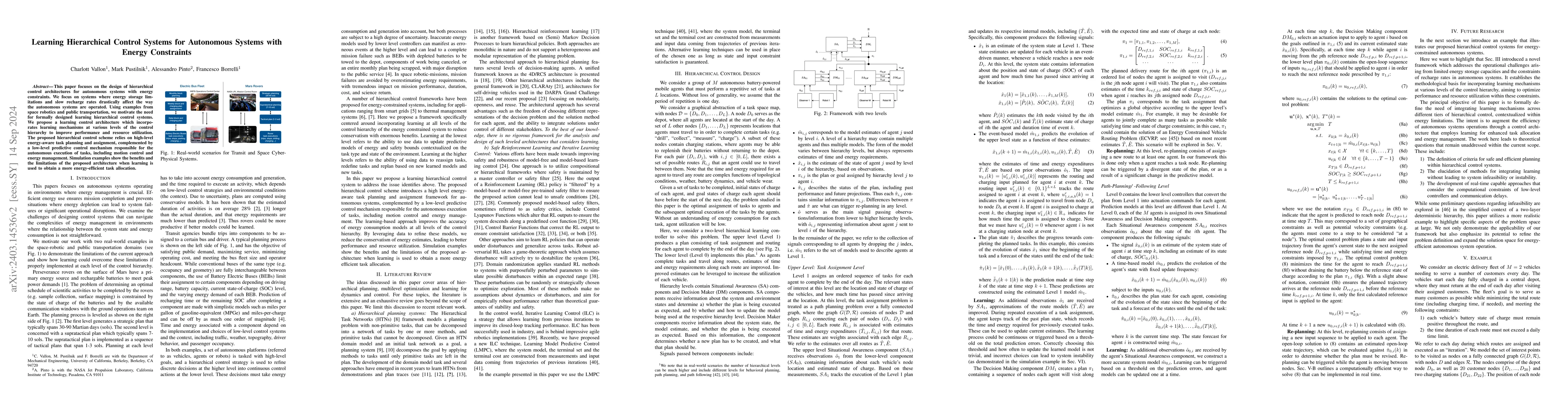 Thumbnail for Learning Hierarchical Control Systems for Autonomous Systems with Energy
  Constraints