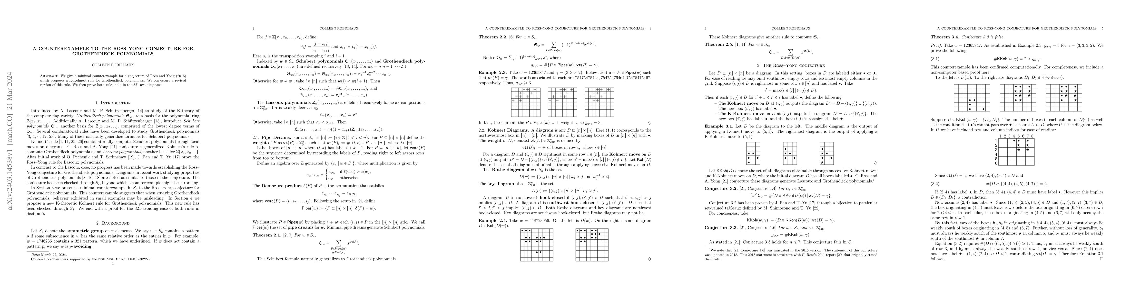 Thumbnail for A counterexample to the Ross--Yong conjecture for Grothendieck
  polynomials