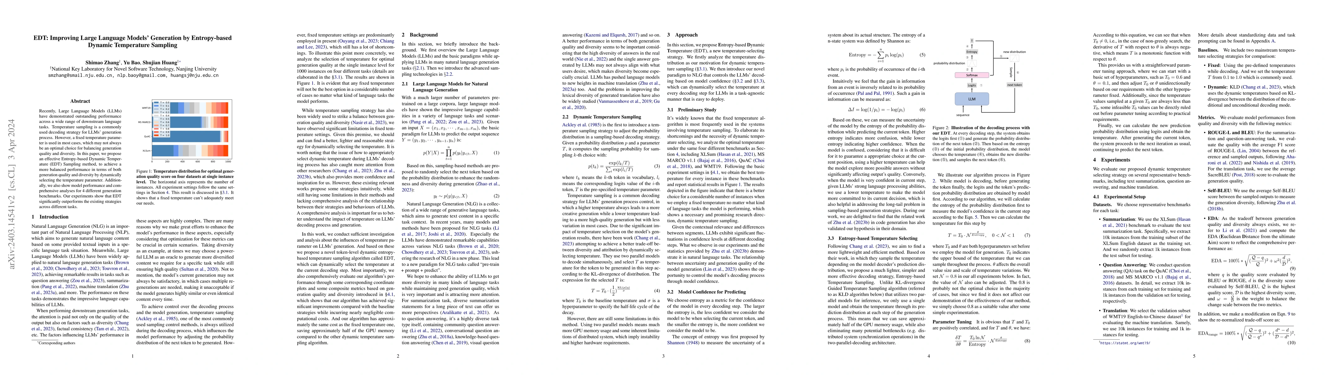 Thumbnail for EDT: Improving Large Language Models' Generation by Entropy-based
  Dynamic Temperature Sampling