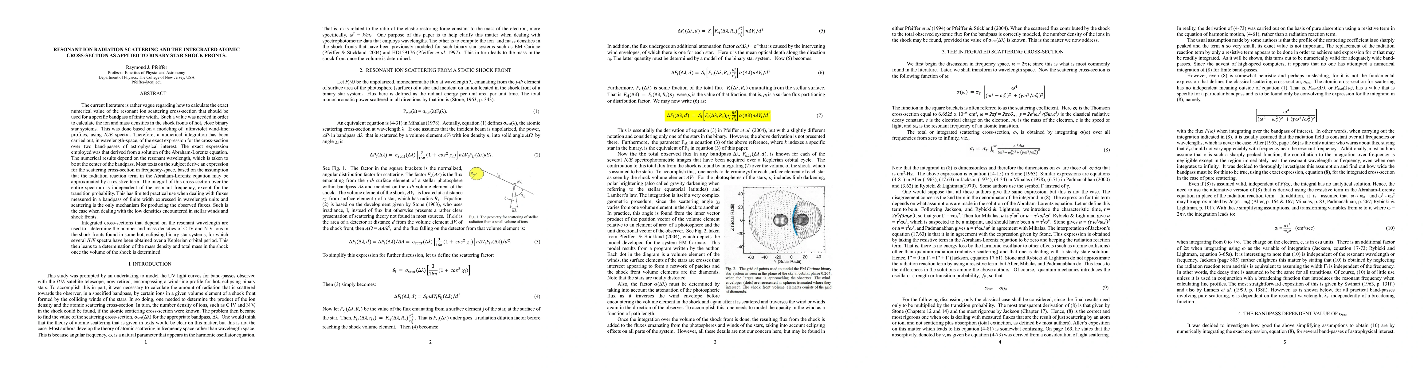Thumbnail for Resonant Ion Radiation Scattering and the Integrated Atomic
  Cross-Section as applied to Binary Star Shock Fronts