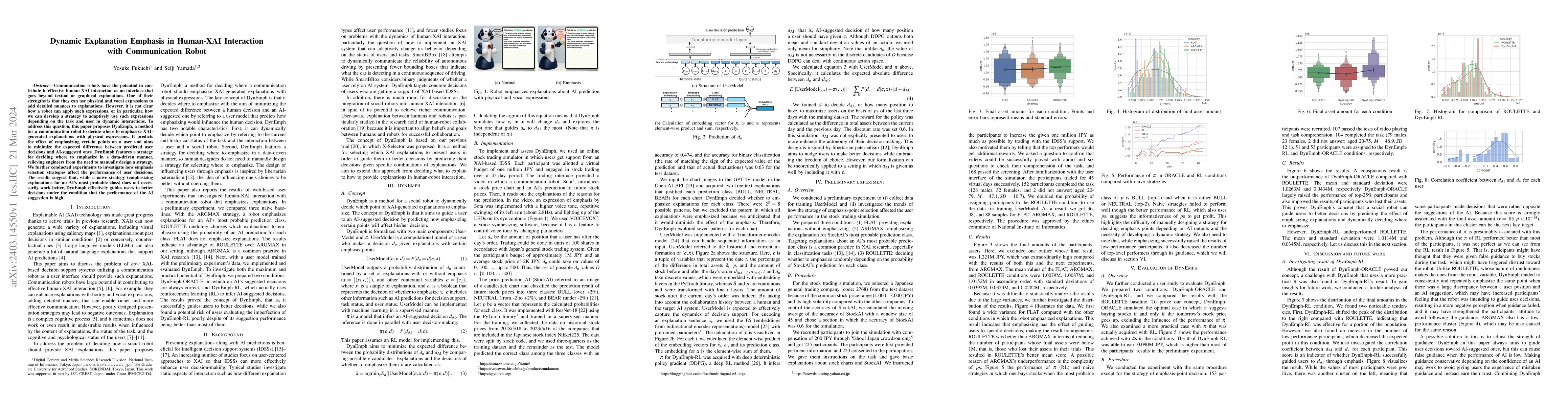 Thumbnail for Dynamic Explanation Emphasis in Human-XAI Interaction with Communication
  Robot
