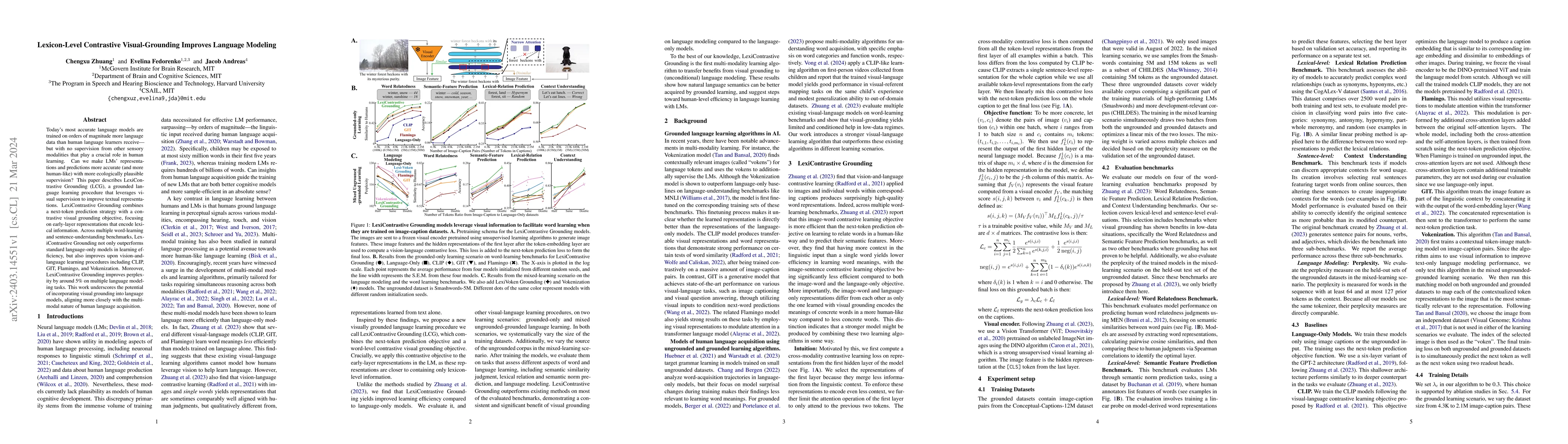 Thumbnail for Lexicon-Level Contrastive Visual-Grounding Improves Language Modeling