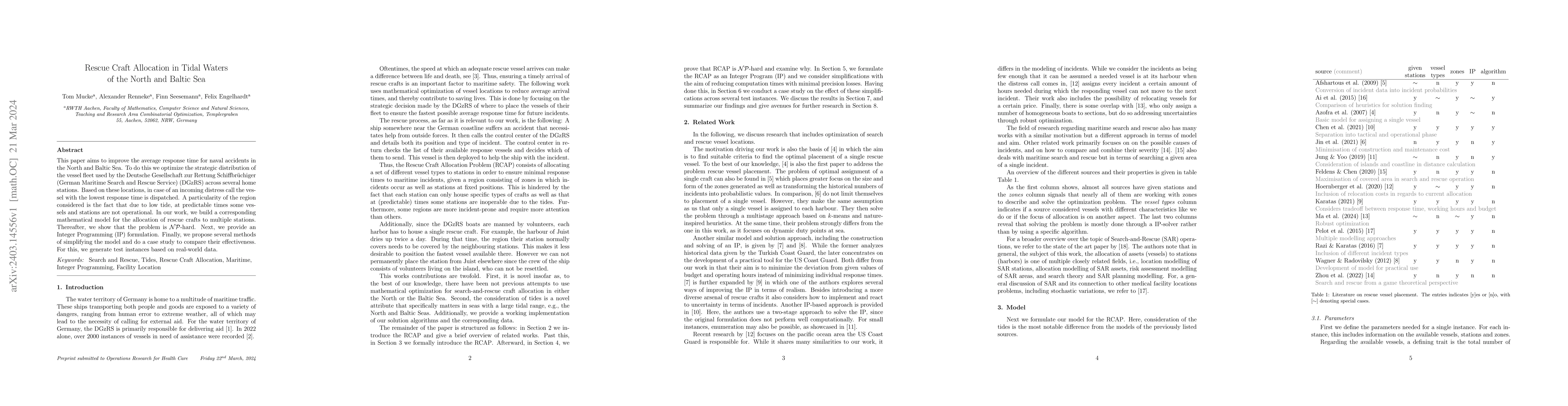 Thumbnail for Rescue Craft Allocation in Tidal Waters of the North and Baltic Sea