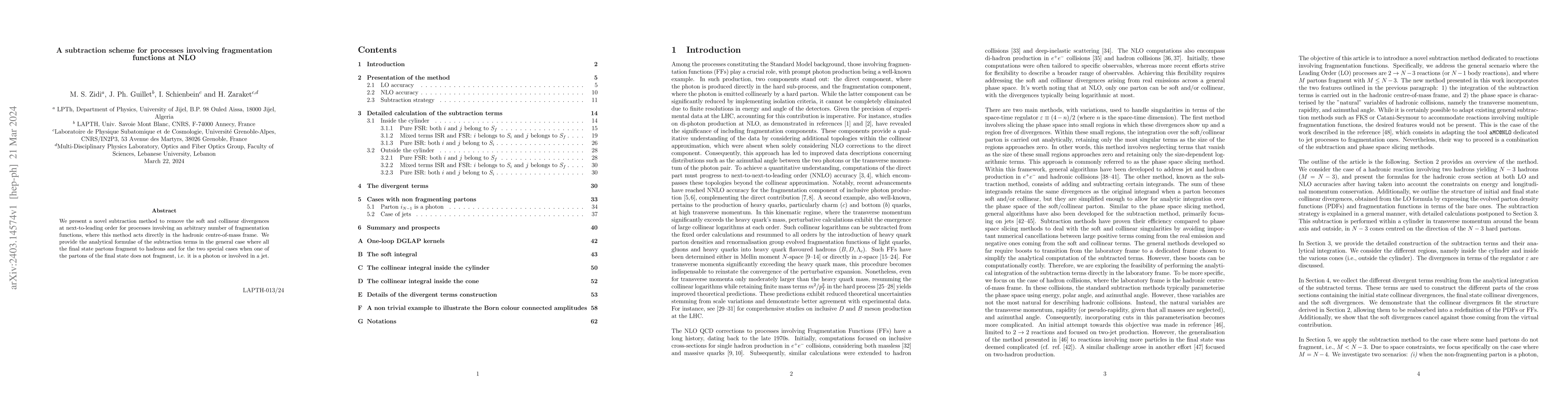 Thumbnail for A subtraction scheme for processes involving fragmentation functions at
  NLO