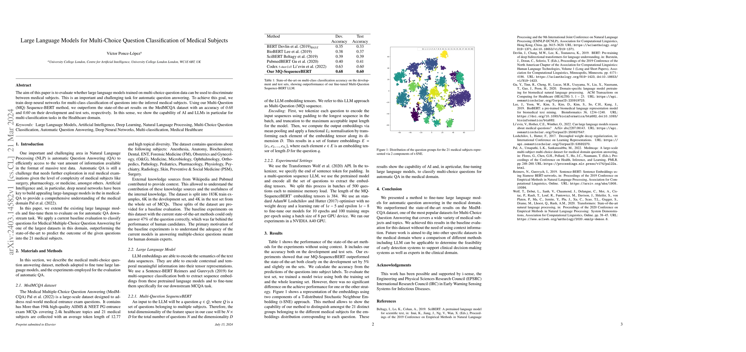Thumbnail for Large Language Models for Multi-Choice Question Classification of
  Medical Subjects