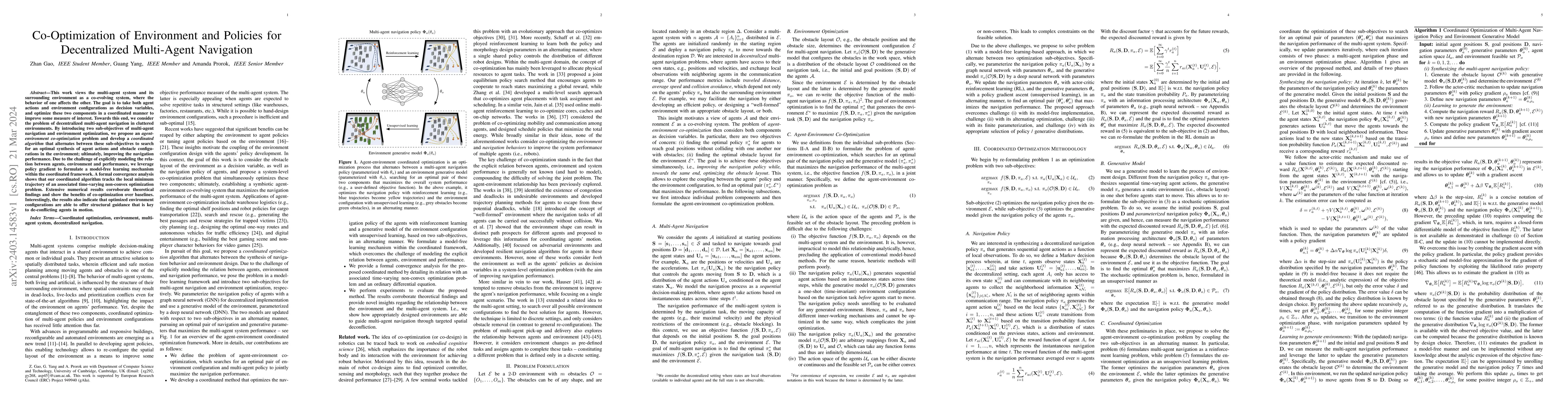 Thumbnail for Co-Optimization of Environment and Policies for Decentralized
  Multi-Agent Navigation